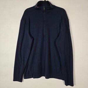 Smartwool 1/4 Zip Knit Mens 2XL Long Sleeve Blue Pullover Sweater